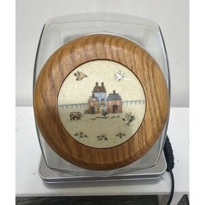 Vtge Wood Lid International Kitchen Glass Canister Cookie Jar Heartland Pattern